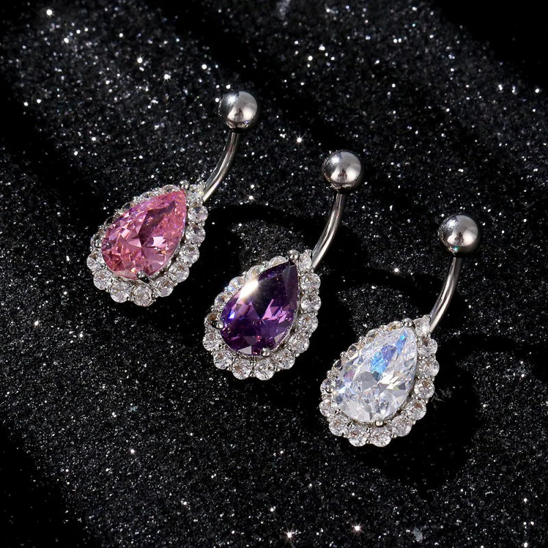 G23 Titanium Hypoallergenic 14G Belly Ring Teardrop Navel Piercing Jewelry