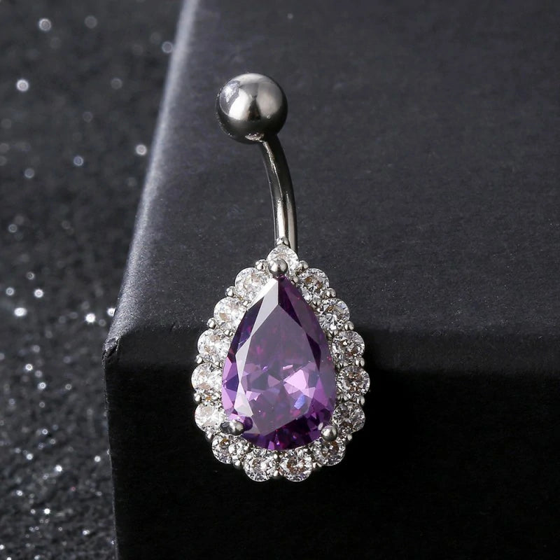 G23 Titanium Hypoallergenic 14G Belly Ring Teardrop Navel Piercing Jewelry