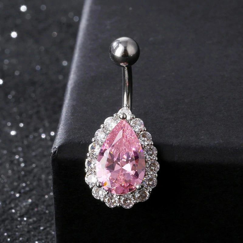 G23 Titanium Hypoallergenic 14G Belly Ring Teardrop Navel Piercing Jewelry
