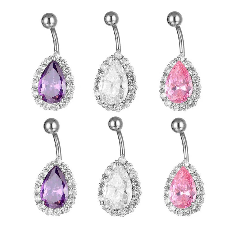 G23 Titanium Hypoallergenic 14G Belly Ring Teardrop Navel Piercing Jewelry