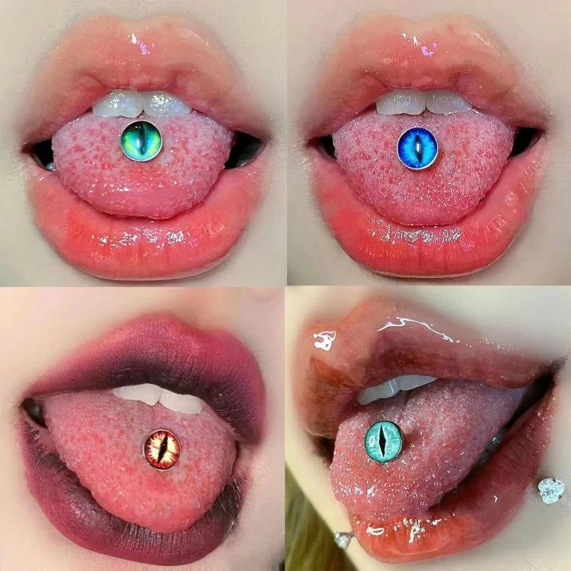 Glow in the Dark Dragon Eye Ball Tongue Ring Stainless Steel Barbell