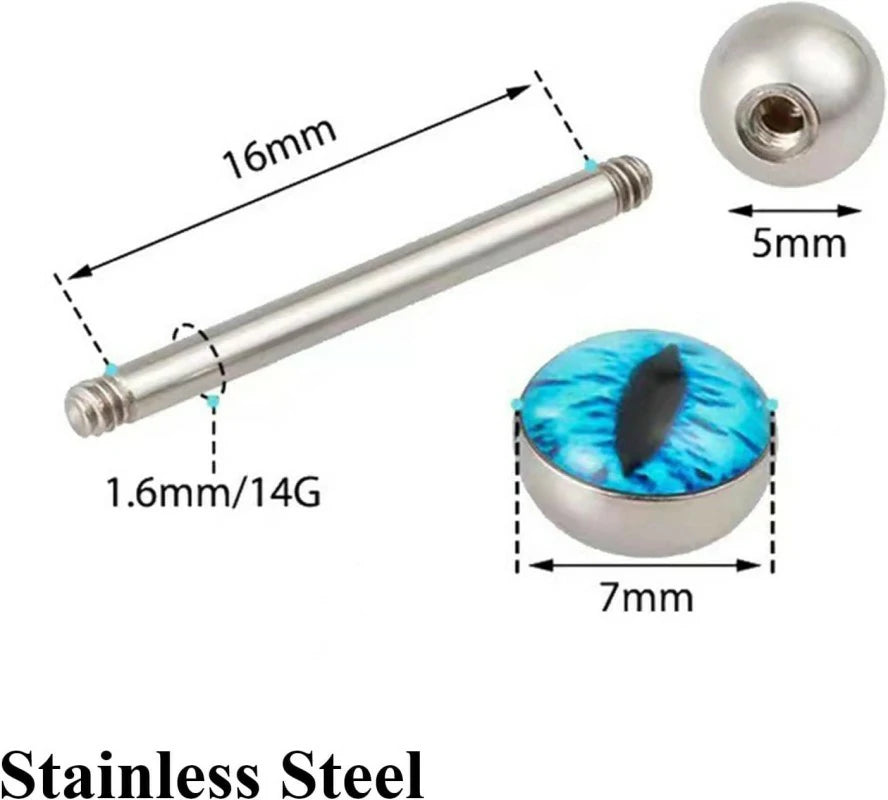 Glow in the Dark Dragon Eye Ball Tongue Ring Stainless Steel Barbell