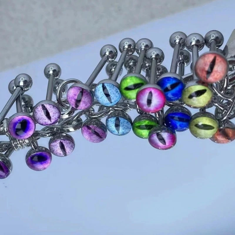 Glow in the Dark Dragon Eye Ball Tongue Ring Stainless Steel Barbell