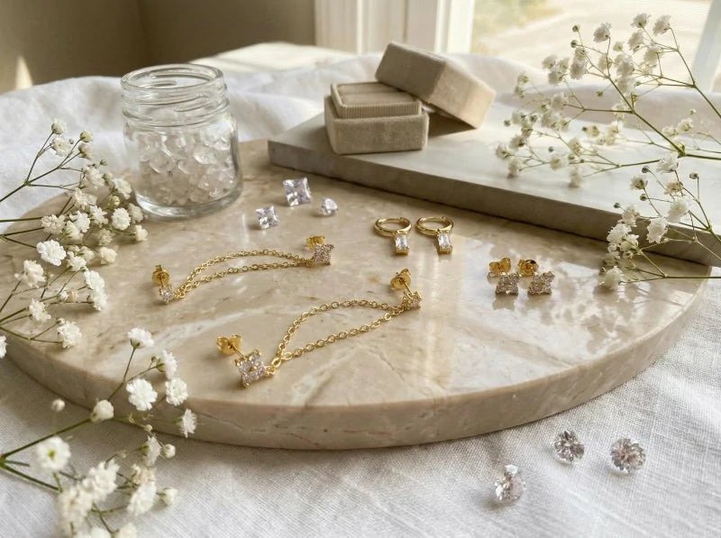 Gold Chain Stud Earrings Trendy Minimalist 14K Gold Small Huggie Hoop Birthstone Earring Sets