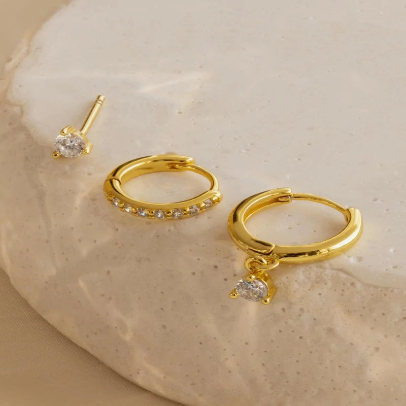 Gold Plated Cute Dainty Birthstone Earrings Stack Hypoallergenic