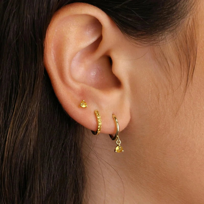 Gold Plated Cute Dainty Birthstone Earrings Stack Hypoallergenic