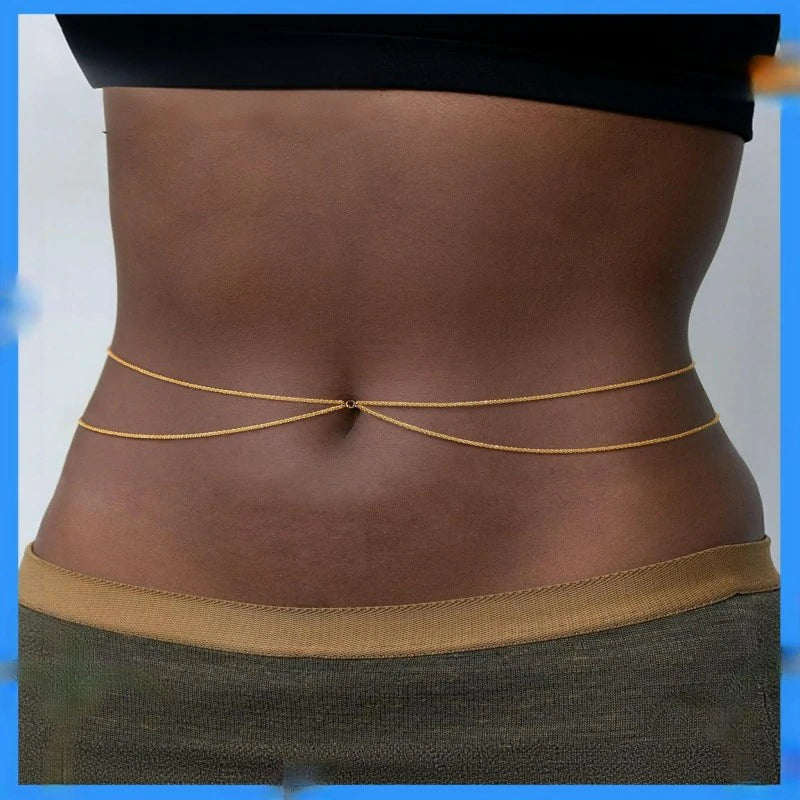 Gold Waist Chain Trendy Layered Belly Chain Jewelry Adjustable Body Chain