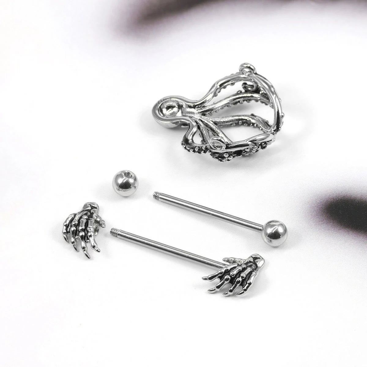 Gothic Skull Nipple Rings Punk Skeleton Industrial Nipple Piercing