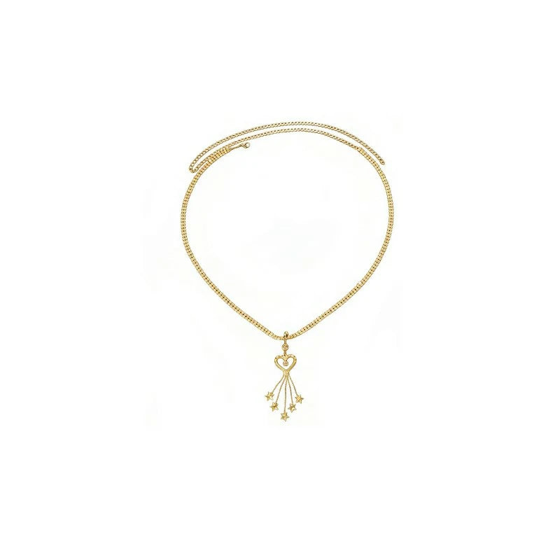 Heart Dangle Belly Button Ring with Waist Chain Crystal Piercing Navel Belly Chain