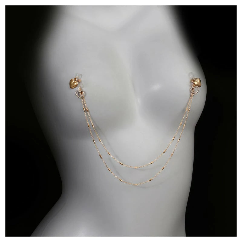 Heart Pendant Bra Chain Non Piercing Nipple Jewelry Festival Rave Chest Body Chain