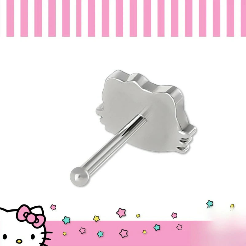 Hello Kitty Nose Rings 20g Stainless Steel Kawaii Cute 316L Straight Bone Nose