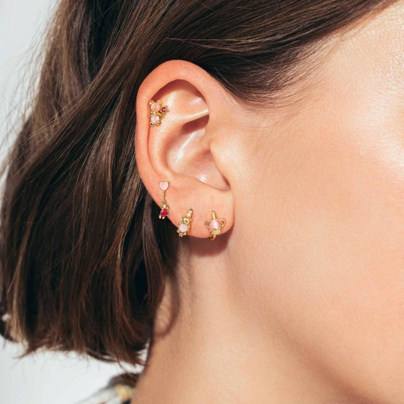 Hypoallergenic 14K Gold Plated Cartilage Earrings Dainty Stud Hoop Dangle Chain
