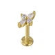 Threadless Flat Back Earrings Hypoallergenic 14K Real Gold Plated CZ Butterfly, Flower, Crawler Stud Earrings