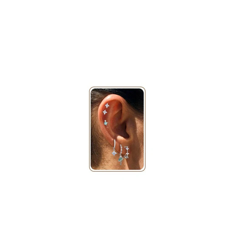 Hypoallergenic Cartilage Earrings Dainty 14K Gold Plated Stud Huggie Hoop Earrings Dangle Chain Earrings