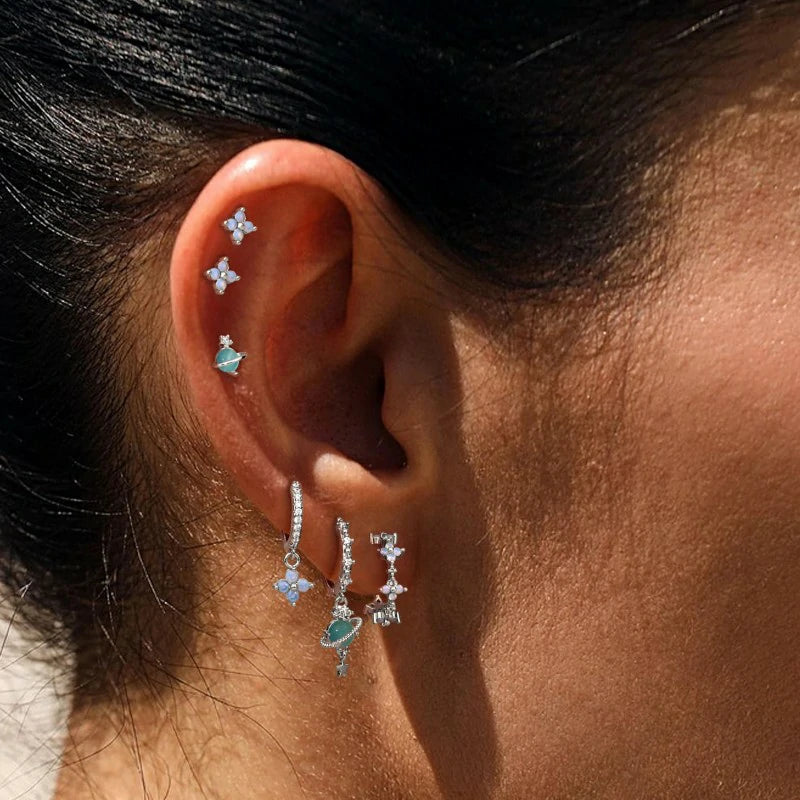Hypoallergenic Cartilage Earrings Dainty 14K Gold Plated Stud Huggie Hoop Earrings Dangle Chain Earrings