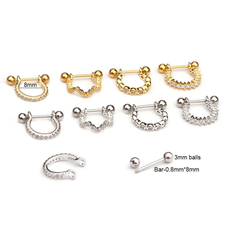 Hypoallergenic Earrings Stainless Steel Screw Back Bow Heart Flower Stud Hoop