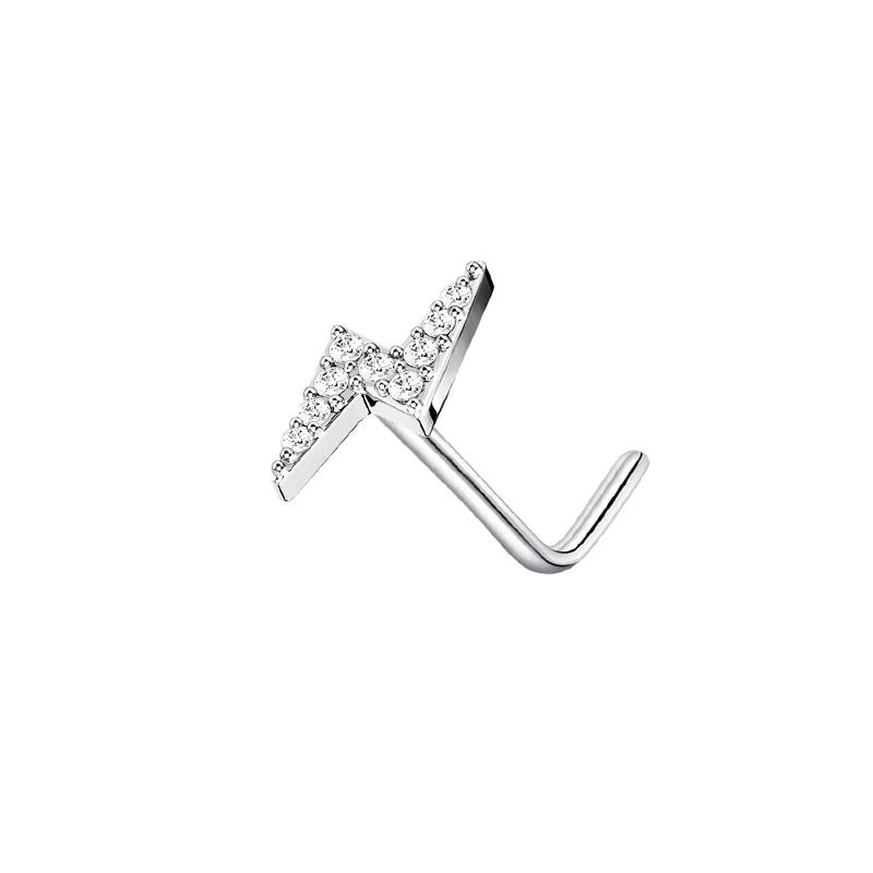 Hypoallergenic Small CZ Cute Heart Star Moon Ball Nose Piercing Studs Jewelry