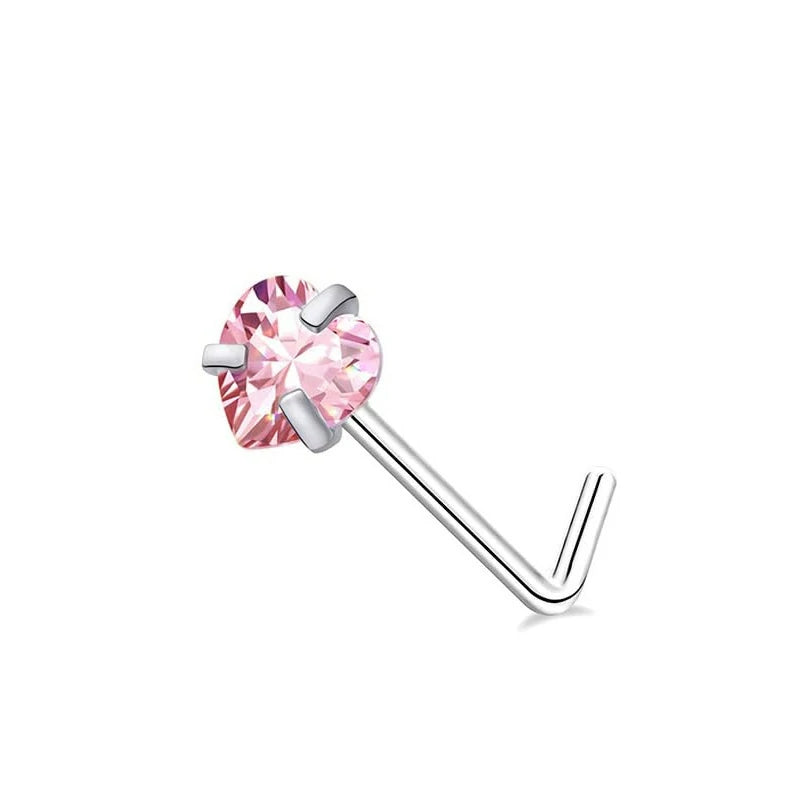 Hypoallergenic Small CZ Cute Heart Star Moon Ball Nose Piercing Studs Jewelry