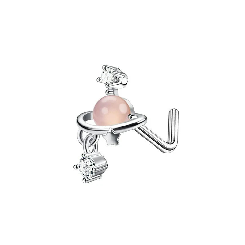 Hypoallergenic Small CZ Cute Heart Star Moon Ball Nose Piercing Studs Jewelry