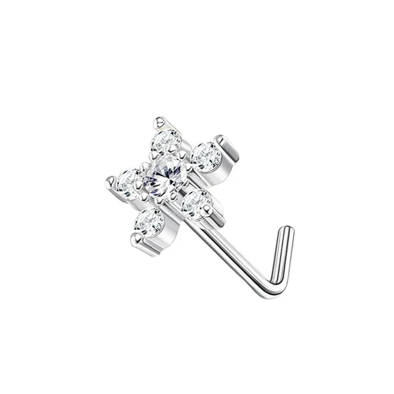 Hypoallergenic Small CZ Cute Heart Star Moon Ball Nose Piercing Studs Jewelry