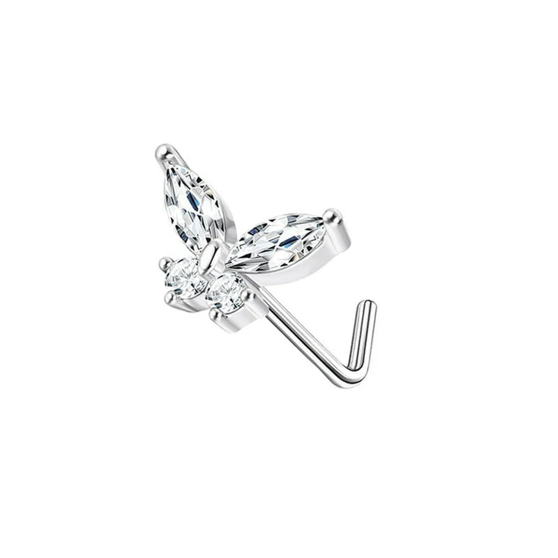 Hypoallergenic Small CZ Cute Heart Star Moon Ball Nose Piercing Studs Jewelry