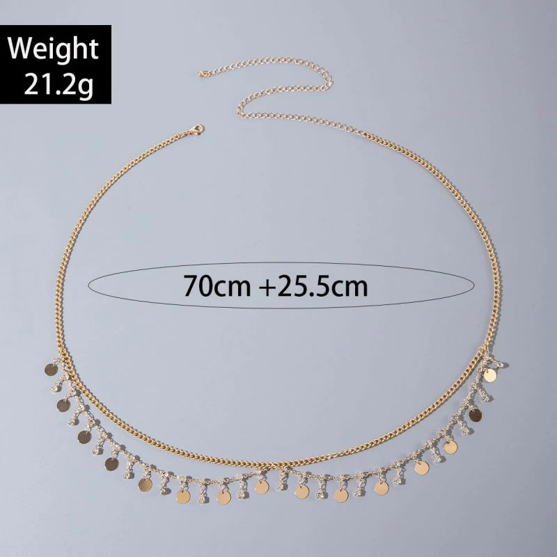 Layered Belly Chain for The Waist Adjustable Waterproof Sexy Bikini Satellite Beads