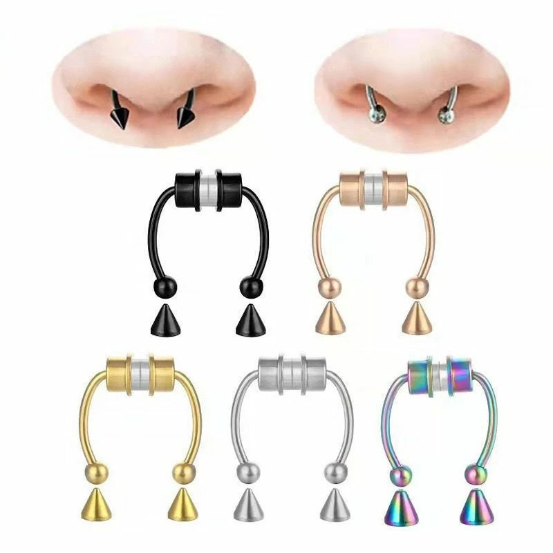 Magnetic Septum Nose Ring Horseshoe Fake Nose Ring Hoop Reusable Nose Ring Hoop Non-Piercing