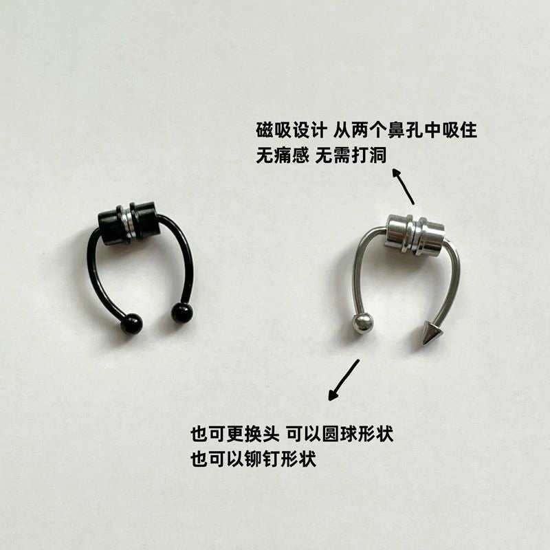 Magnetic Septum Nose Ring Horseshoe Fake Nose Ring Hoop Reusable Nose Ring Hoop Non-Piercing