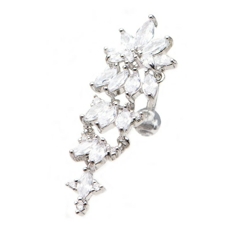 Multigem Crystal Cluster Reverse Top-Down Belly Button Ring