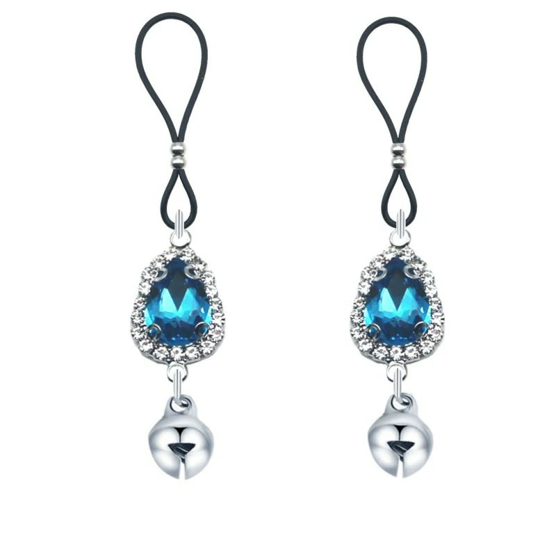 Nipple Ring Rhinestone Water Drop Faux Nipple Chain Noose Body Non Piercing Jewelry