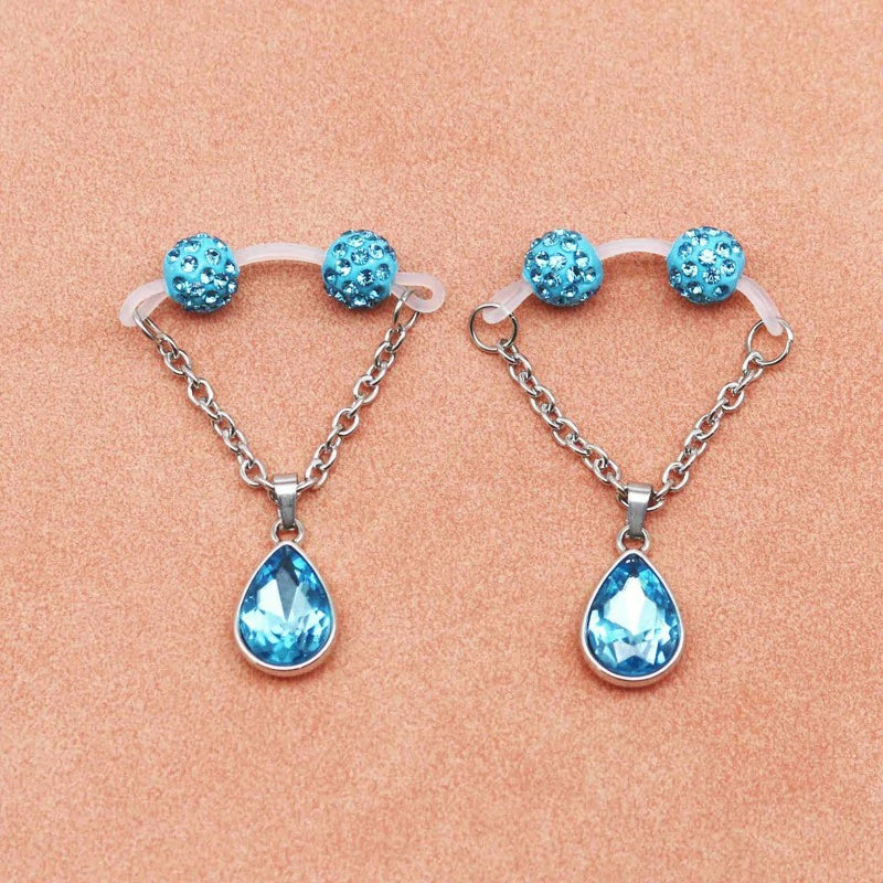 Non-Piercing Nipple Barbells Faux Nipple Rings Adjustable Crystal