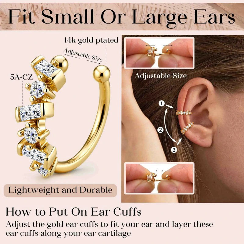 Non Piercing 14K Gold Plated Ear Cuff for Non Pierced Ears