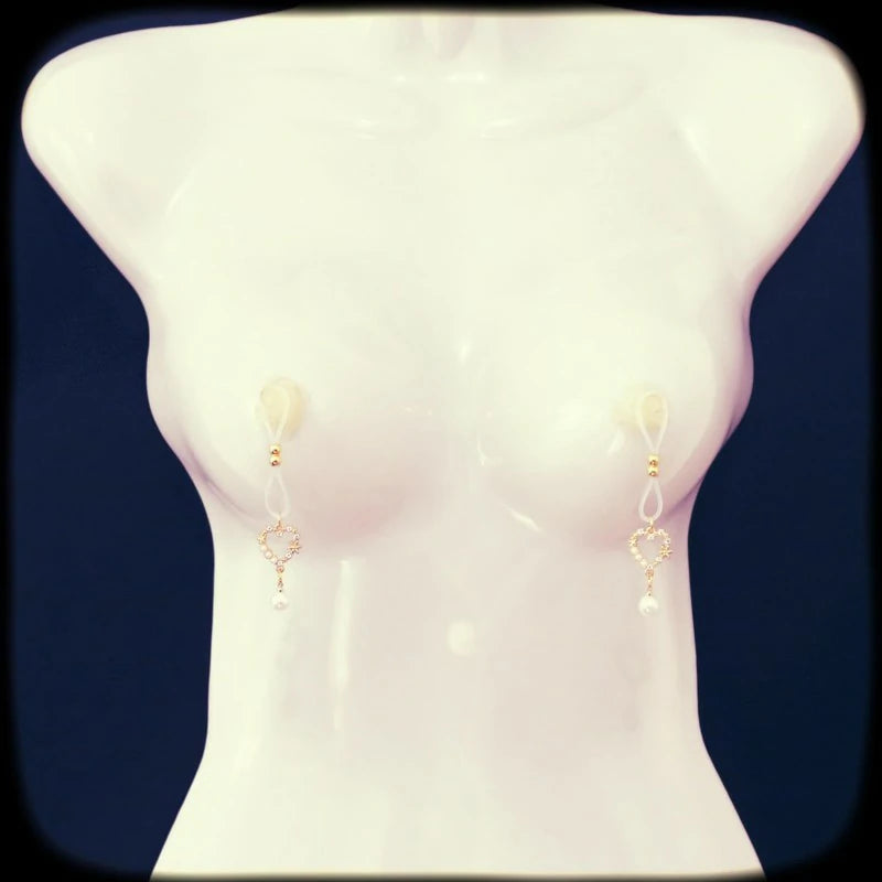 Non Piercing Nipple Noose Gold Heart Pearls Nipple Jewelry Body Chains