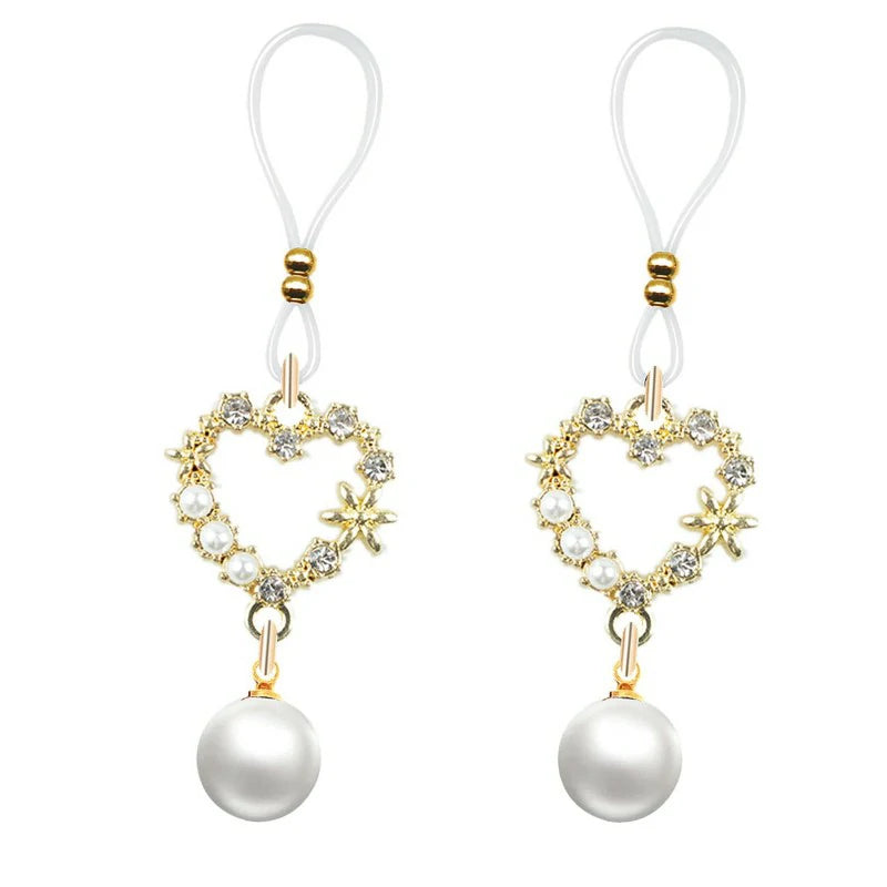 Non Piercing Nipple Noose Gold Heart Pearls Nipple Jewelry Body Chains