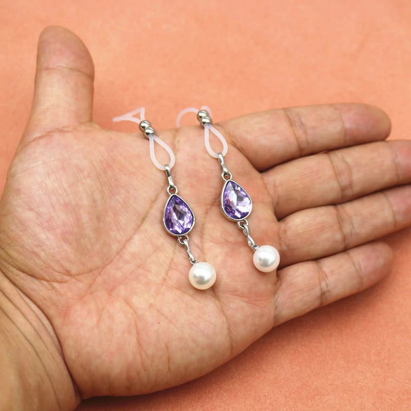 Pearls Nipple Noose Non Piercing Nipple Jewelry Crystal Teardrop Body Chains