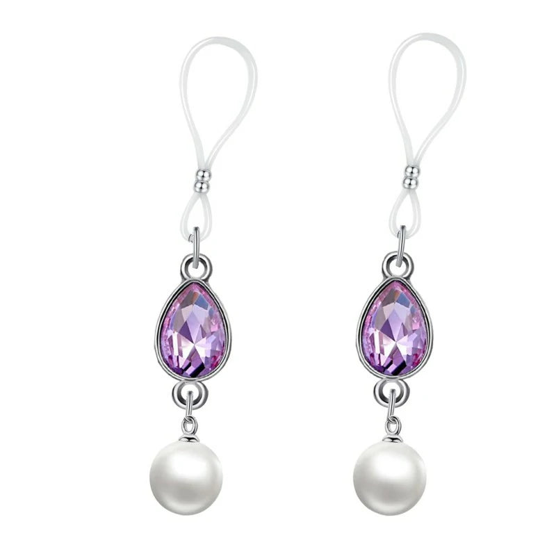Pearls Nipple Noose Non Piercing Nipple Jewelry Crystal Teardrop Body Chains