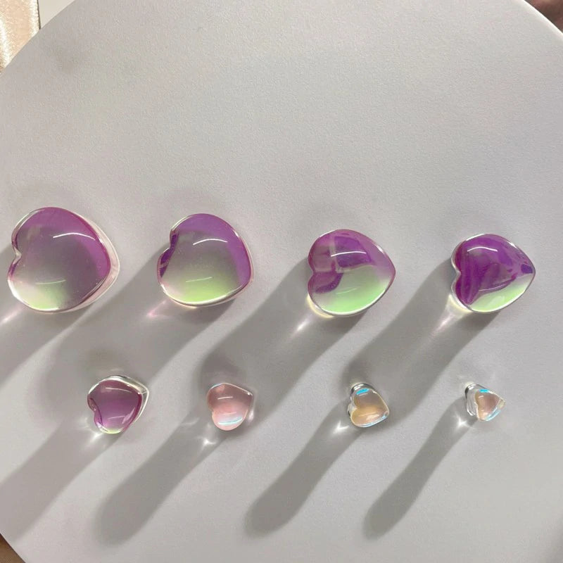 Pink Heart Glass Ear Plugs Tunnels Double Flared Saddle Expander Stretcher Ears Gauge Plug Piercing