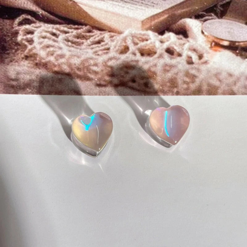 Pink Heart Glass Ear Plugs Tunnels Double Flared Saddle Expander Stretcher Ears Gauge Plug Piercing