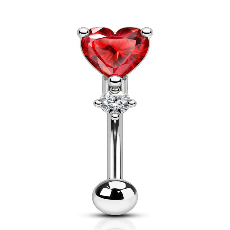Red Heart Rook Earrings 16G Rook Eyebrow Jewelry Stainless Steel Vertical labret