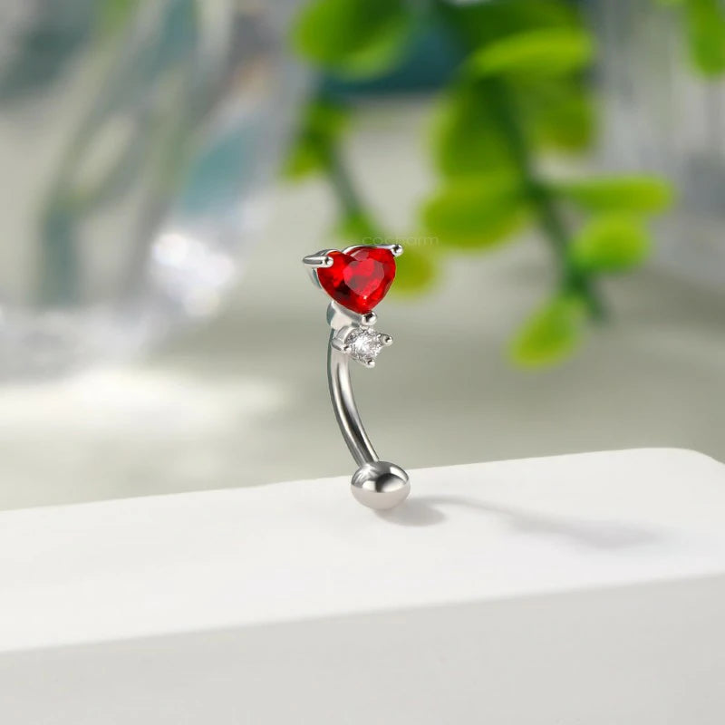 Red Heart Rook Earrings 16G Rook Eyebrow Jewelry Stainless Steel Vertical labret