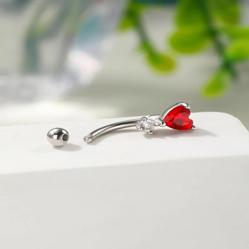 Red Heart Rook Earrings 16G Rook Eyebrow Jewelry Stainless Steel Vertical labret