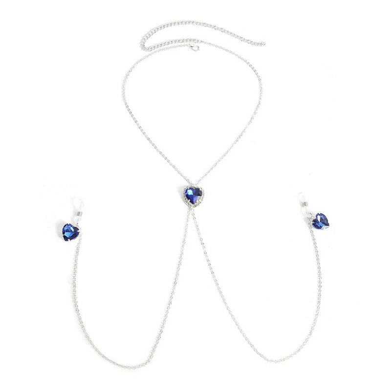 Sexy Crystal Heart Pendant Non Piercing Nipple Chain for Women Rhinestone Tassel Chest Chain