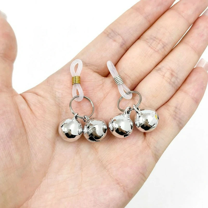 Sexy Fake Nipple Rings Silver Jingle Bell Non Piercing Nipple Rings Adjustable Nipple Noose Dangle Nipplerings