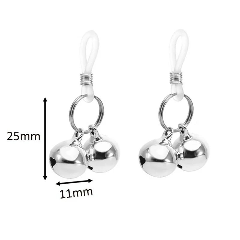 Sexy Fake Nipple Rings Silver Jingle Bell Non Piercing Nipple Rings Adjustable Nipple Noose Dangle Nipplerings