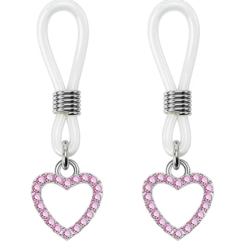 Sexy Heart Fake Nipple Rings Silver Jingle Bell Non Piercing Nipple Rings Adjustable Nipple
