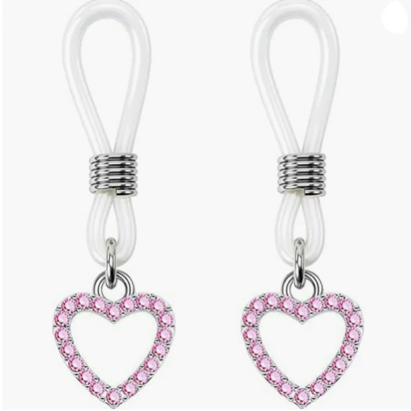 Sexy Heart Fake Nipple Rings Silver Jingle Bell Non Piercing Nipple Rings Adjustable Nipple