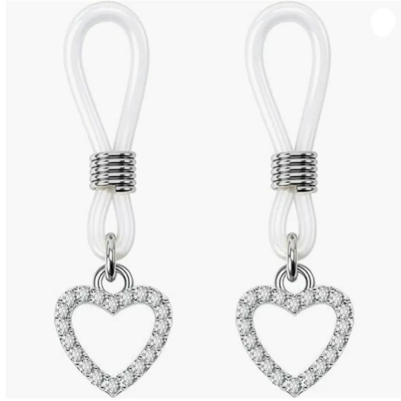 Sexy Heart Fake Nipple Rings Silver Jingle Bell Non Piercing Nipple Rings Adjustable Nipple