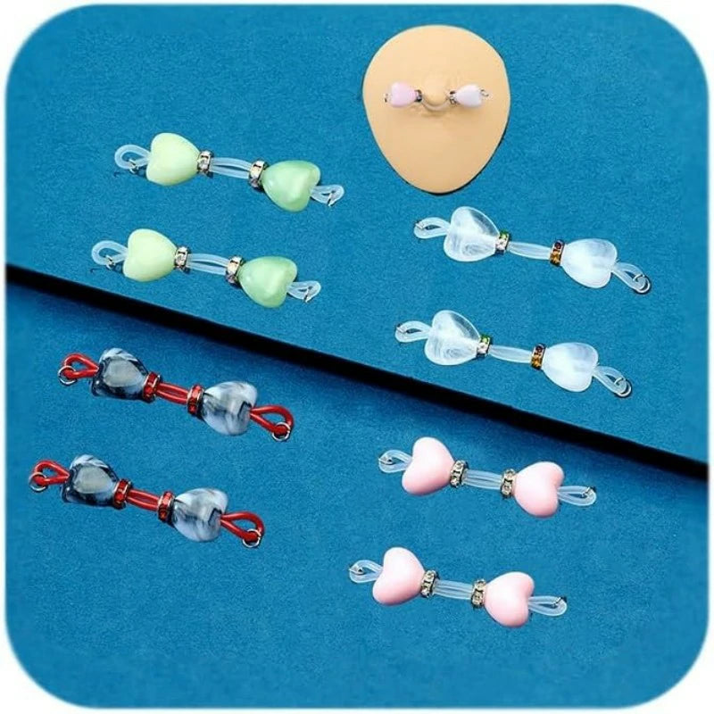 Silver Gold Fake Nipple Rings Non Piercing Nipple Jewelry with Chain Adjustable Elastic Nooses Non Pierced Faux Body Jewelry