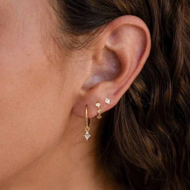 Small 14K Gold Plated Huggie Hoop Earrings Dainty Earring Stacks