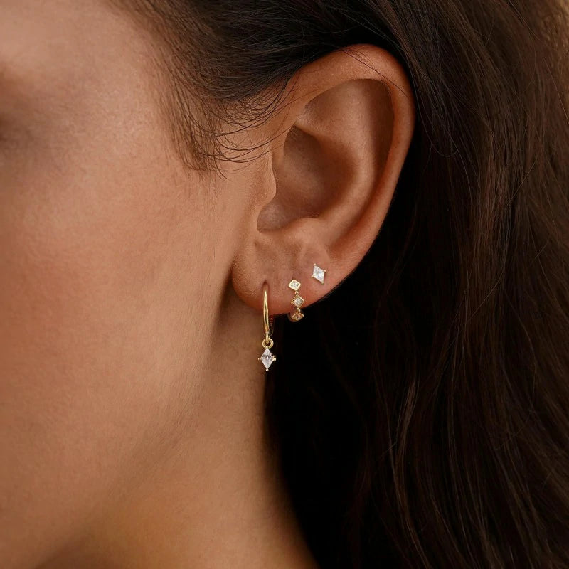 Small 14K Gold Plated Huggie Hoop Earrings Dainty Earring Stacks